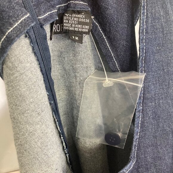 Vintage Boutique Europa Denim Maxi Dress 12 Side Buttons Pockets Stretch NWOT - Picture 10 of 11